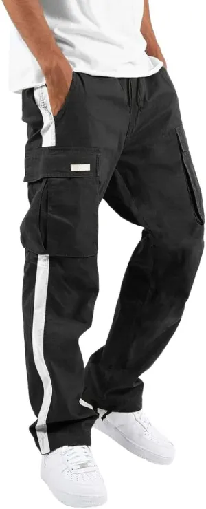 Cargo Pants for Men Big and Tall Elastic Waist Jogger Sports Pants Drawstring Sports Trousers Joggers for Men Sports