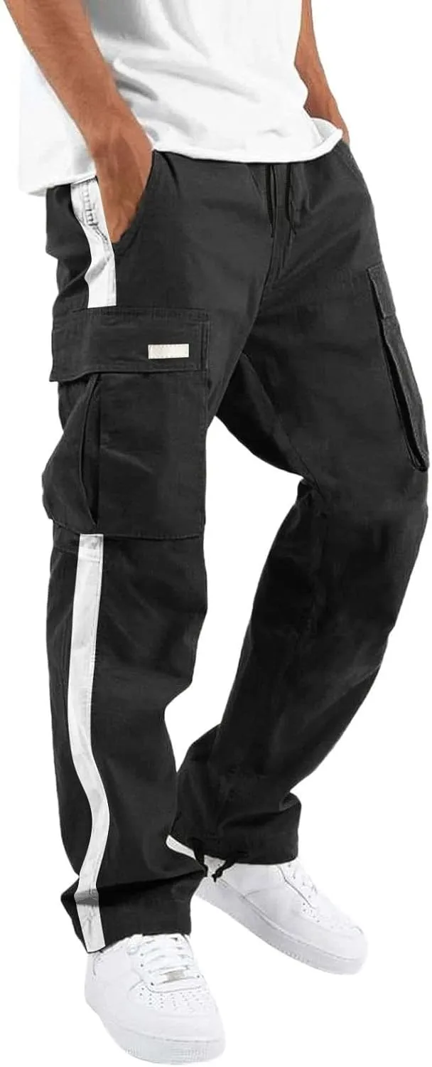 Cargo Pants for Men Big and Tall Elastic Waist Jogger Sports Pants Drawstring Sports Trousers Joggers for Men Sports