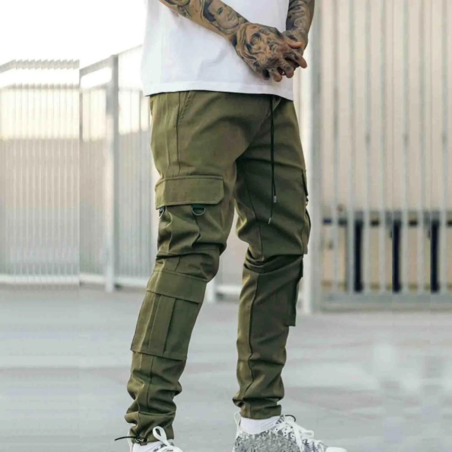 Cargo Pants for Men Big and Tall for Men with Pockets Ripstop Cargo Pants Casual Color Solid Men's Trousers Leggings