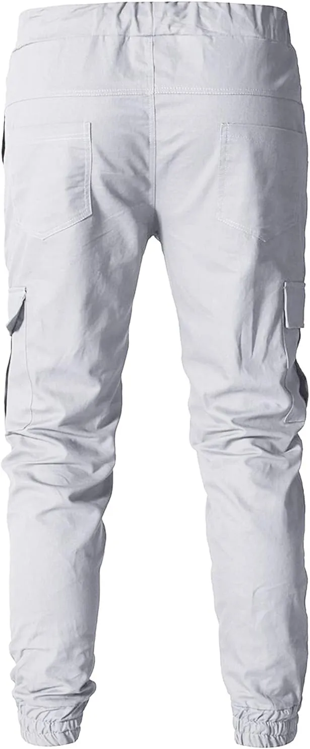 Cargo Pants for Men Big and Tall Pants Drawstring Trousers Men's Cargo Pant Straight Leg Relaxed Casual Work Ripstop