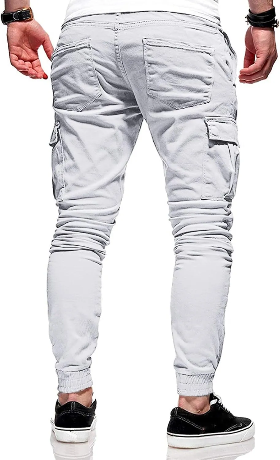 Cargo Pants for Men Big and Tall Pants Drawstring Trousers Men's Cargo Pant Straight Leg Relaxed Casual Work Ripstop