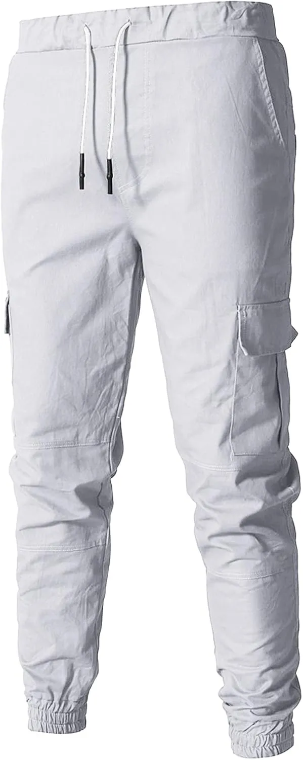 Cargo Pants for Men Big and Tall Pants Drawstring Trousers Men's Cargo Pant Straight Leg Relaxed Casual Work Ripstop
