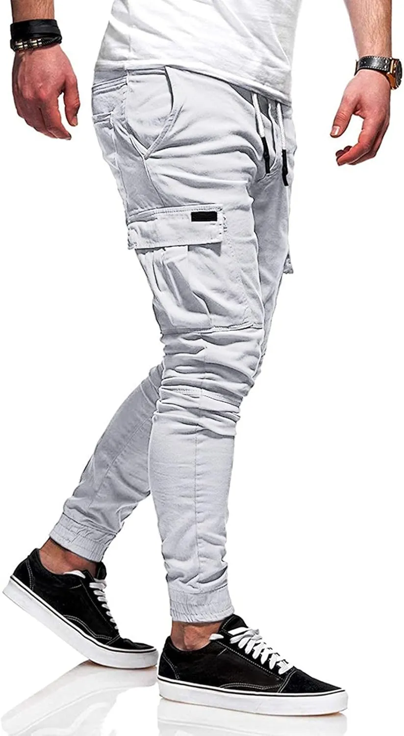 Cargo Pants for Men Big and Tall Pants Drawstring Trousers Men's Cargo Pant Straight Leg Relaxed Casual Work Ripstop