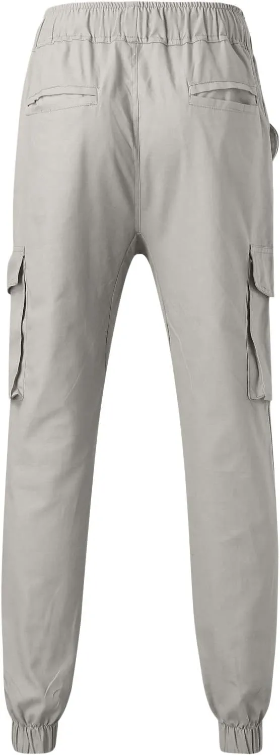 Cargo Pants for Men Big and Tall, Sports Outdoor Trousers Mens Sweatpants with Zipper Fly Tapered Gym Running Workout
