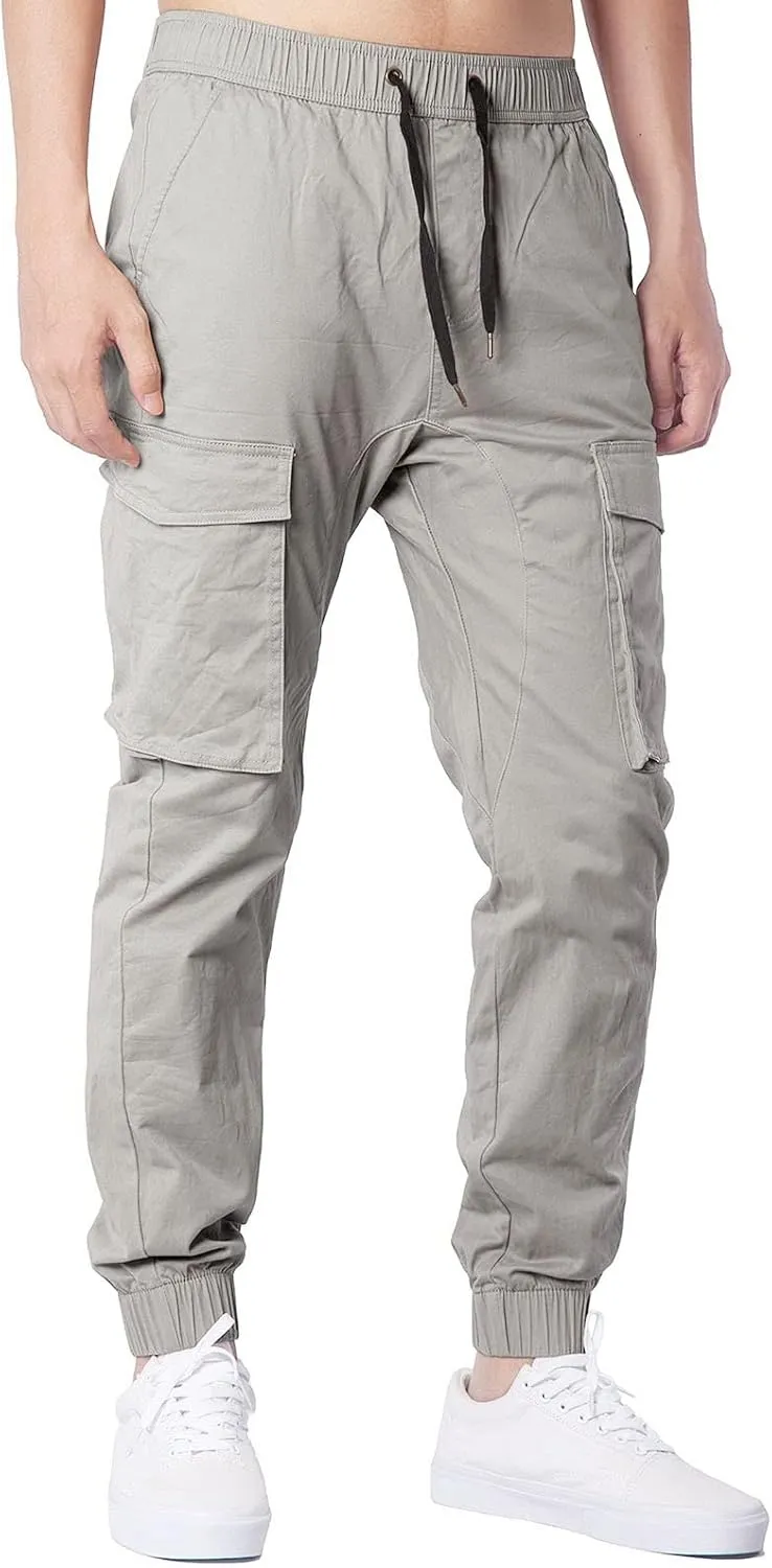 Cargo Pants for Men Big and Tall, Sports Outdoor Trousers Mens Sweatpants with Zipper Fly Tapered Gym Running Workout