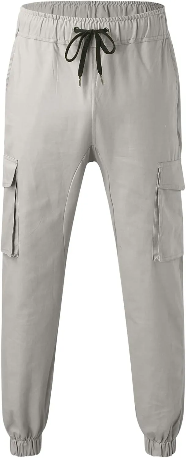 Cargo Pants for Men Big and Tall, Sports Outdoor Trousers Mens Sweatpants with Zipper Fly Tapered Gym Running Workout