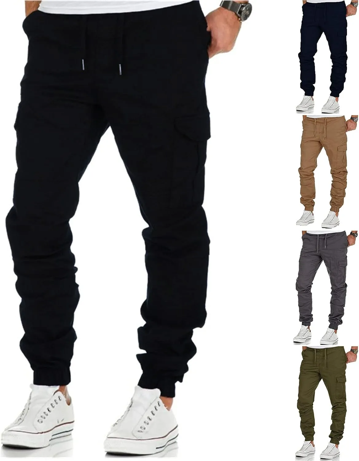 Cargo Pants for Men Big and Tall, Twill Cargo Pants Men's Wild Cargo Pants Sweatpants Active Soft Fleece Jogger Sport