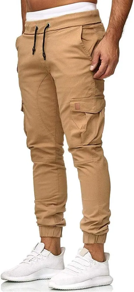 Cargo Pants for Men Relaxed Fit Sweatpants Stretch Elastic Waist Multiple Pockets Sports Pants Fitness Sports Trouser