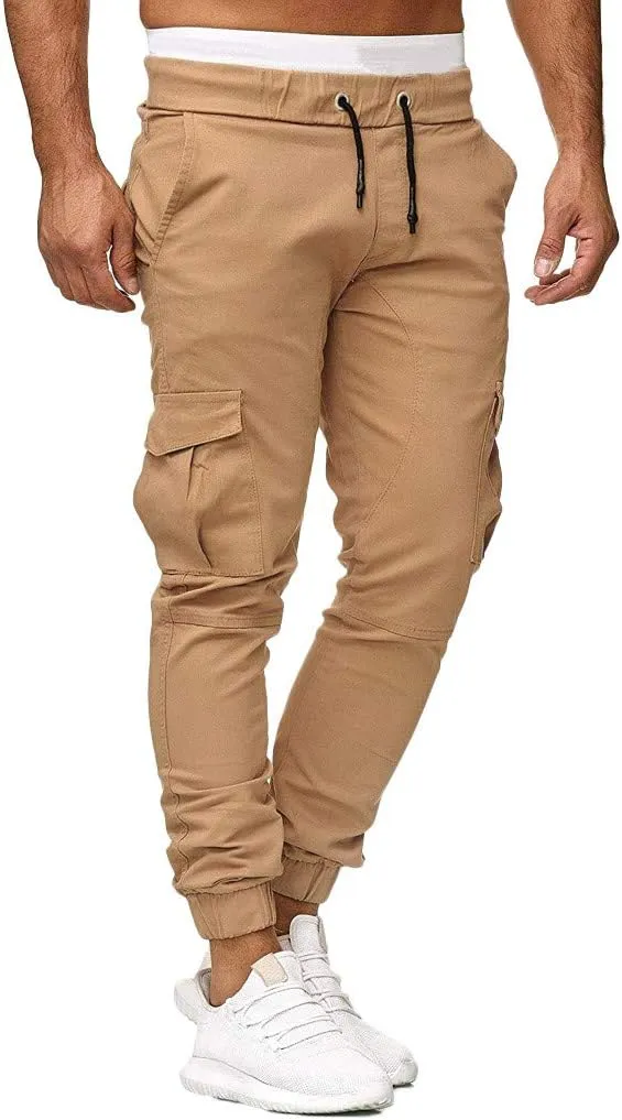Cargo Pants for Men Relaxed Fit Sweatpants Stretch Elastic Waist Multiple Pockets Sports Pants Fitness Sports Trouser