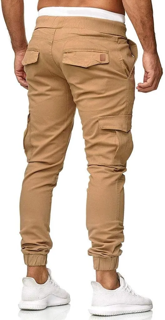 Cargo Pants for Men Relaxed Fit Sweatpants Stretch Elastic Waist Multiple Pockets Sports Pants Fitness Sports Trouser