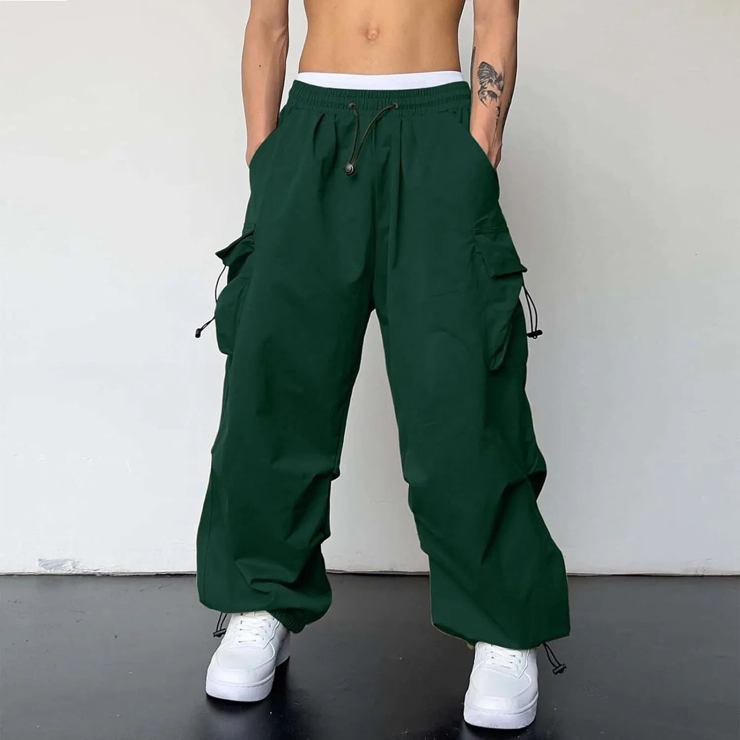 Cargo Pants Men Loose Fit Casual Joggers Elasticated Waist Cargo Work Combat Pant Multi Pockets