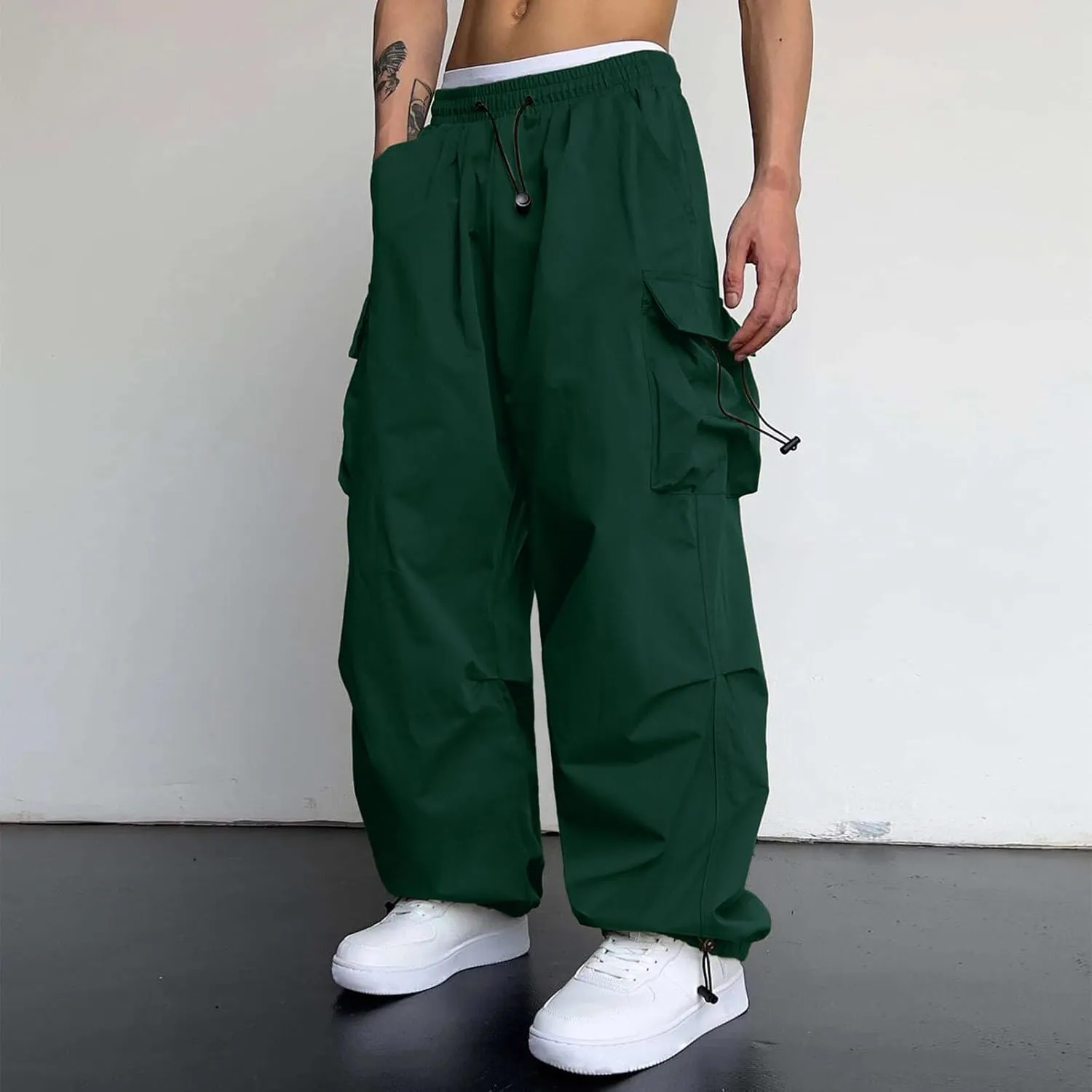Cargo Pants Men Loose Fit Casual Joggers Elasticated Waist Cargo Work Combat Pant Multi Pockets