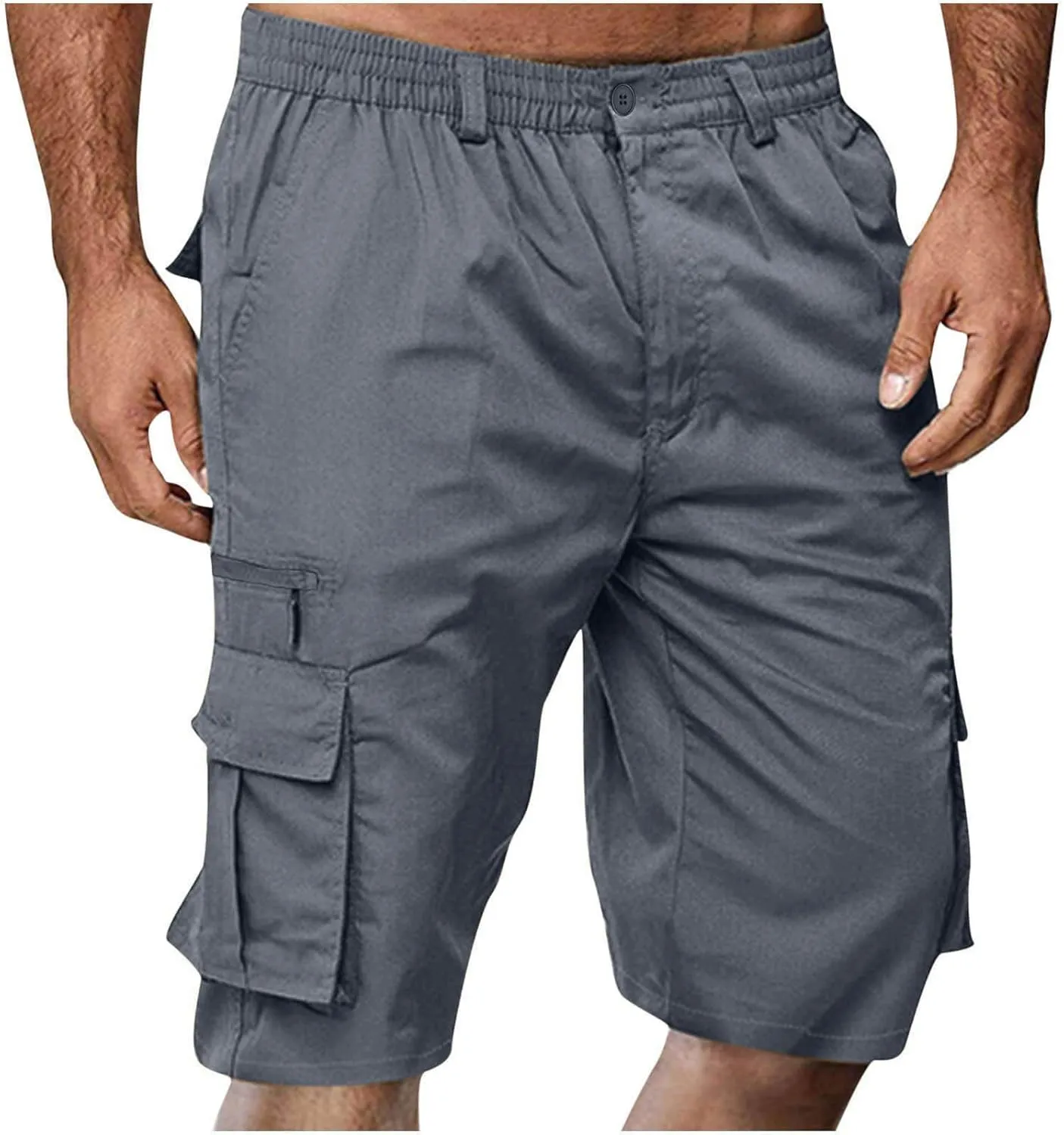 Cargo Shorts for Men 2025 Summer Trendy Elastic Waist Outdoor Hiking Shorts Big and Tall Bermuda Shorts with Pockets