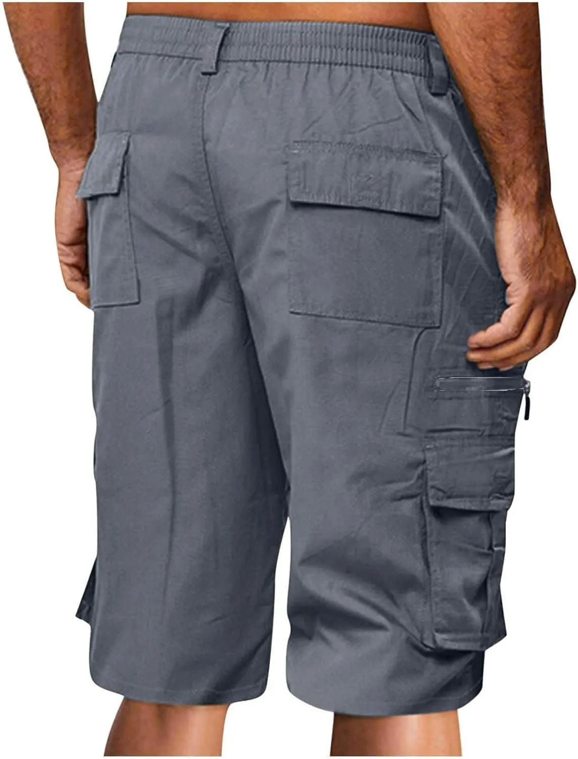 Cargo Shorts for Men 2025 Summer Trendy Elastic Waist Outdoor Hiking Shorts Big and Tall Bermuda Shorts with Pockets
