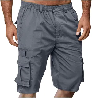 Cargo Shorts for Men 2025 Summer Trendy Elastic Waist Outdoor Hiking Shorts Big and Tall Bermuda Shorts with Pockets