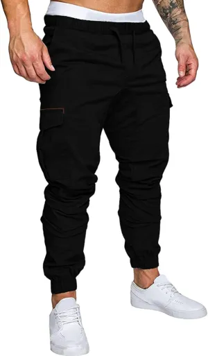 Cargo Sweatpants for Men Adjustable Bungee Cord Open Bottom Cargo Pants for Men Casual Mens Cargo Pants Mens Hiking