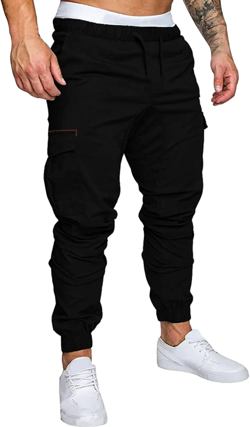Cargo Sweatpants for Men Adjustable Bungee Cord Open Bottom Cargo Pants for Men Casual Mens Cargo Pants Mens Hiking