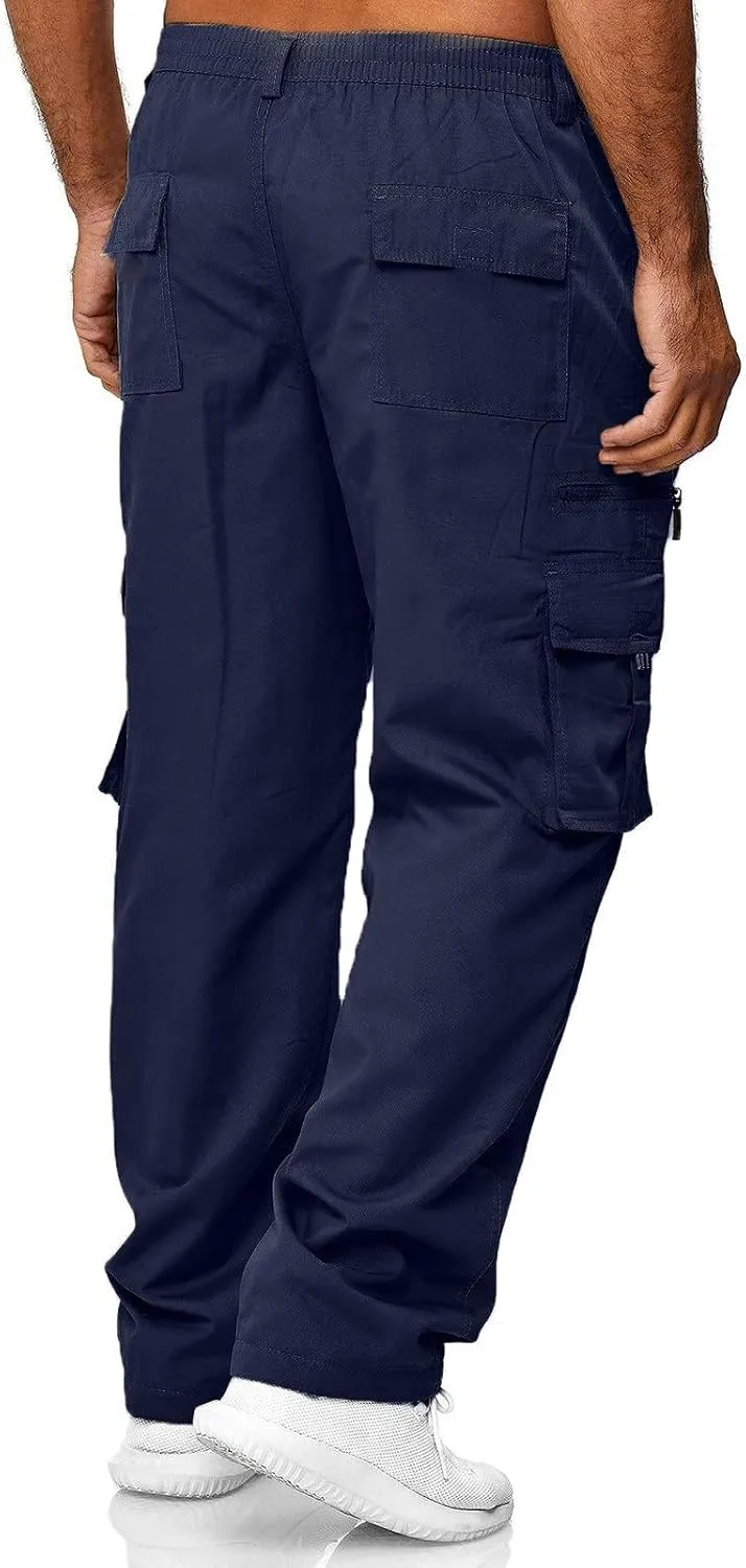 Cargo Sweatpants for Men Big and Tall Jogger Drawstring Trousers Pockets Sweatpants Workout Sports Pant Casual Cotton