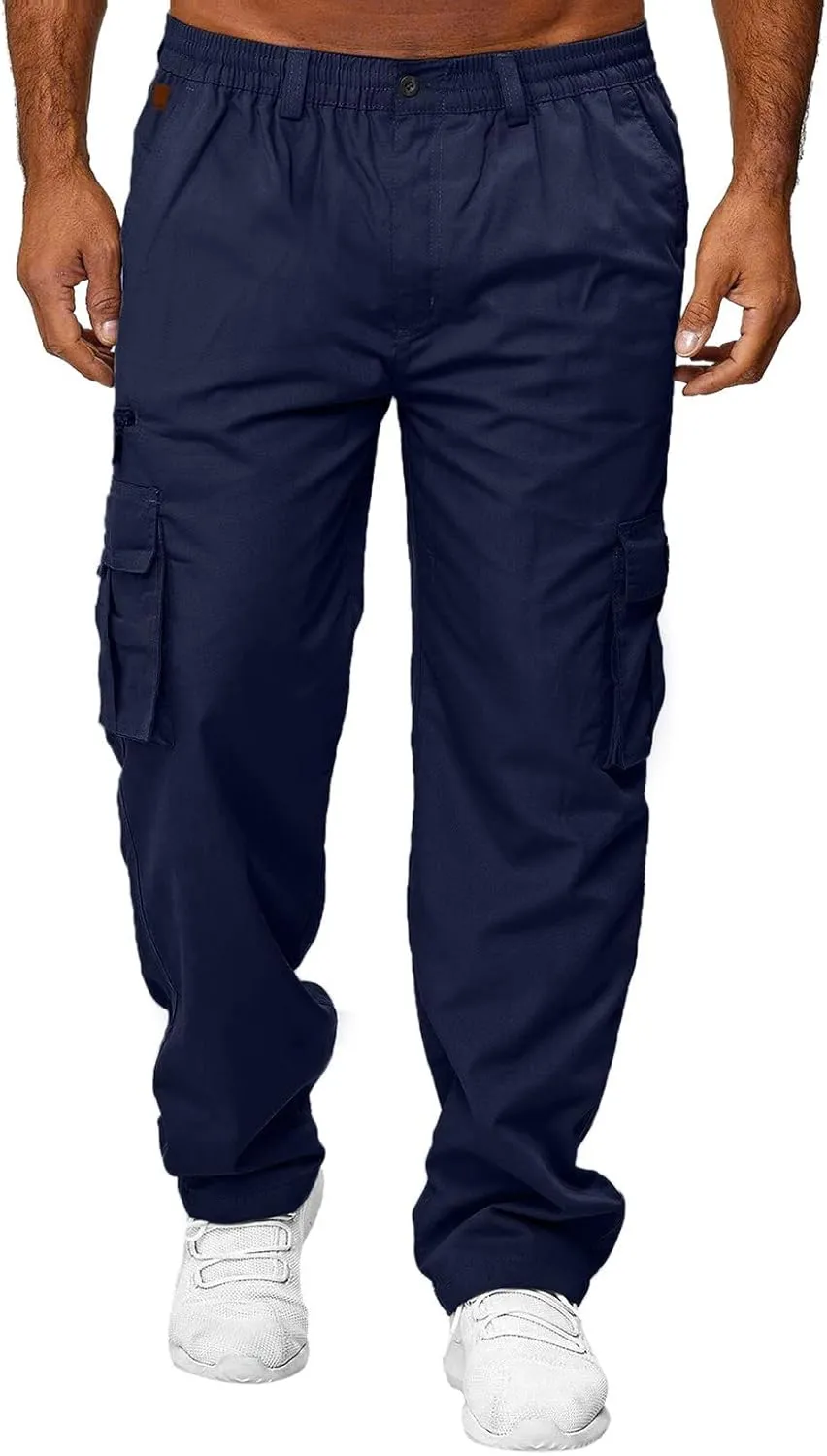 Cargo Sweatpants for Men Big and Tall Jogger Drawstring Trousers Pockets Sweatpants Workout Sports Pant Casual Cotton