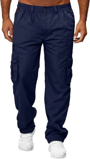 Cargo Sweatpants for Men Big and Tall Jogger Drawstring Trousers Pockets Sweatpants Workout Sports Pant Casual Cotton