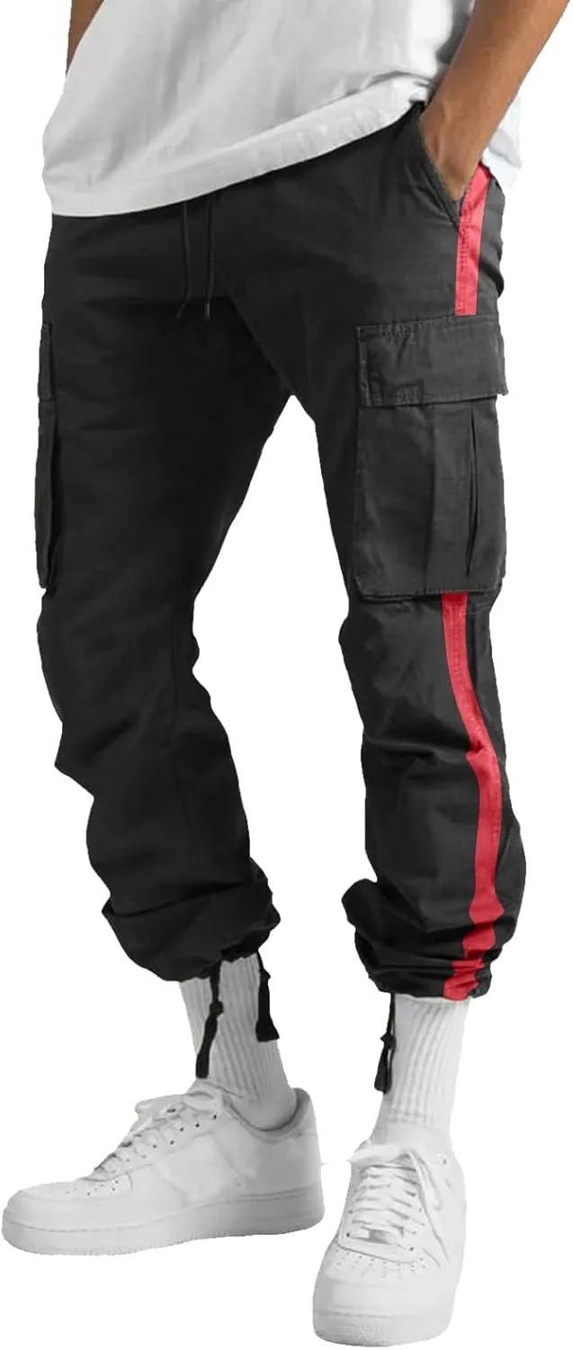 Cargo Sweatpants for Men Big and Tall Pants for Men Work Pants Men's Heavyweight Fleece Cargo Sweatpants Open Bottom