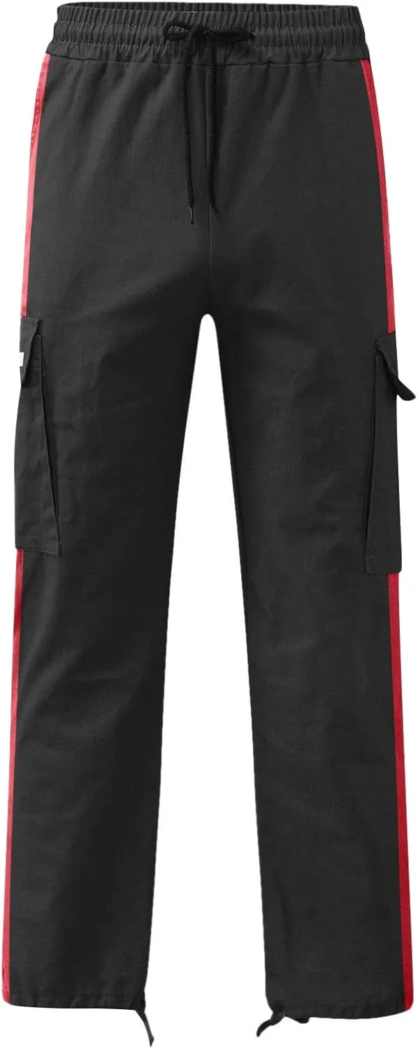 Cargo Sweatpants for Men Big and Tall Pants for Men Work Pants Men's Heavyweight Fleece Cargo Sweatpants Open Bottom