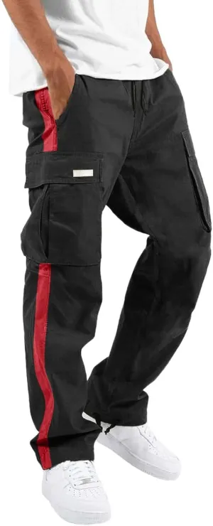 Cargo Sweatpants for Men Big and Tall Pants for Men Work Pants Men's Heavyweight Fleece Cargo Sweatpants Open Bottom