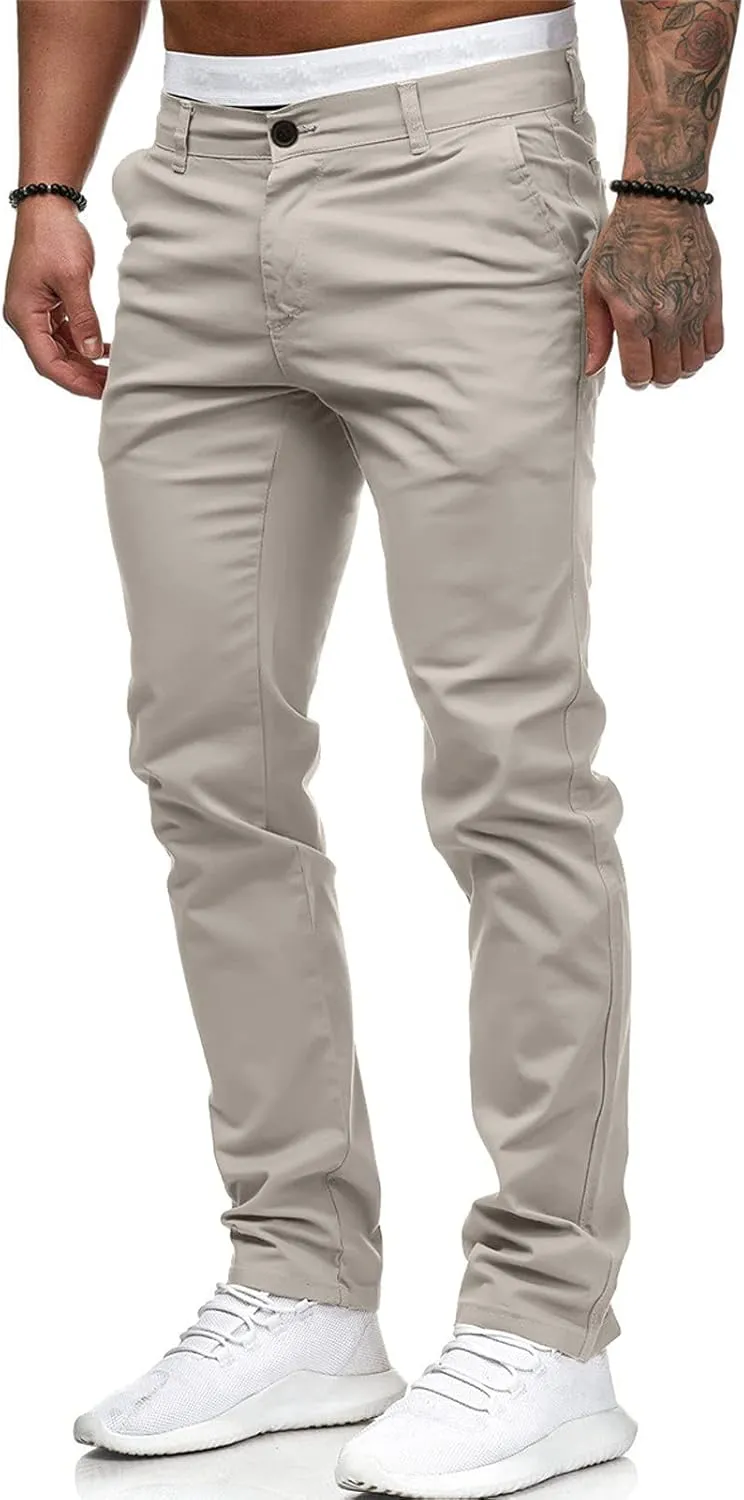 Cargo Sweatpants for Men Khaki Baggy Pants with Zipper Pockets Man's Lightweight Hiking Ripstop Cargo Pants Regular