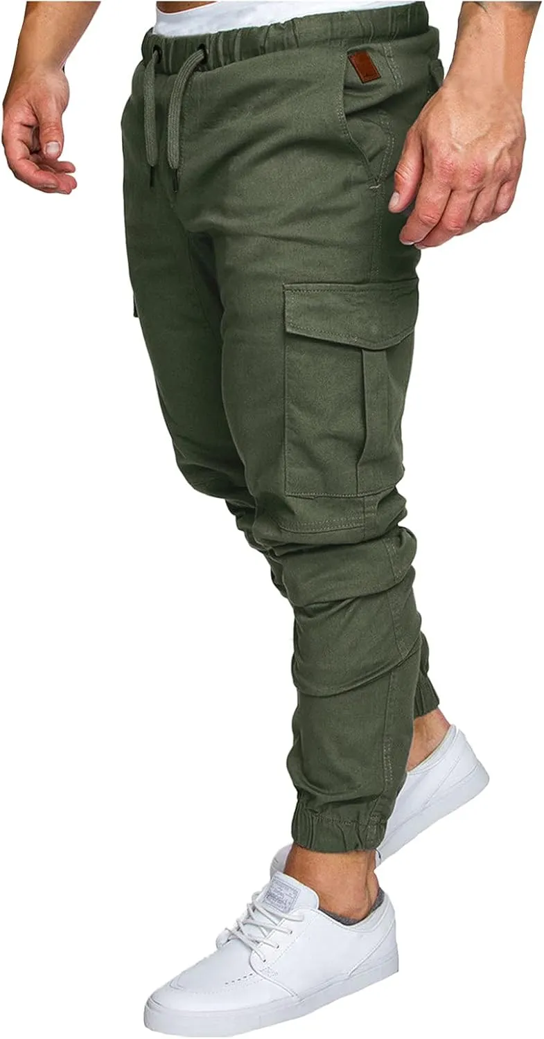 Cargo Trousers for Men Jogger Pants with Pockets Casual Mens Christmas Sports Workout Pants for Running Mens Jogger