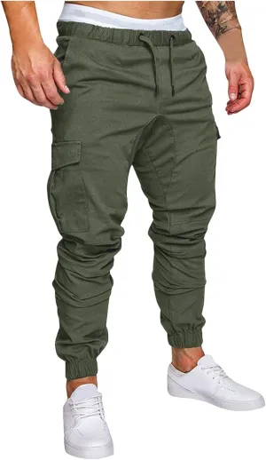 Cargo Trousers for Men Jogger Pants with Pockets Casual Mens Christmas Sports Workout Pants for Running Mens Jogger