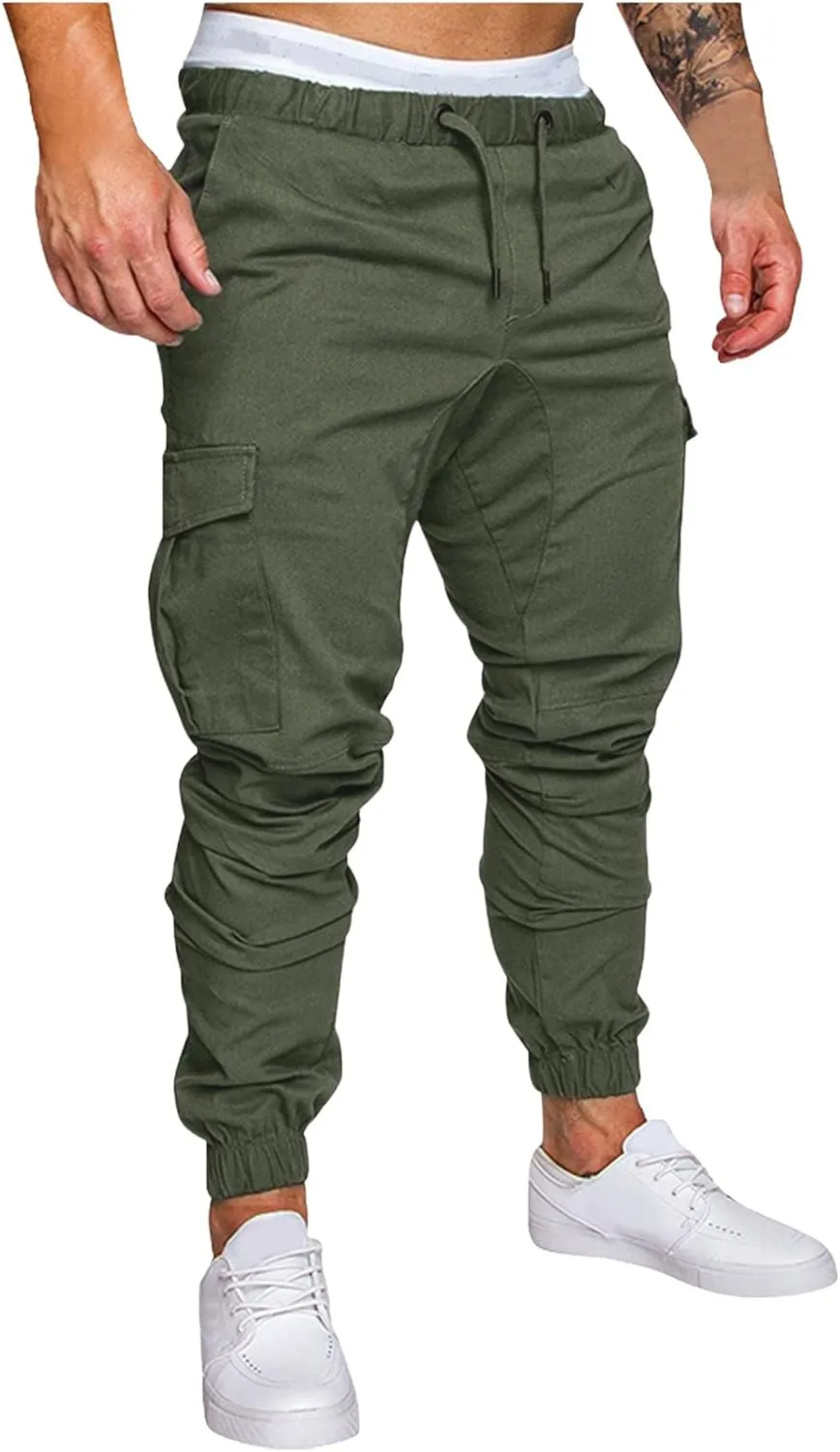 Cargo Trousers for Men Jogger Pants with Pockets Casual Mens Christmas Sports Workout Pants for Running Mens Jogger