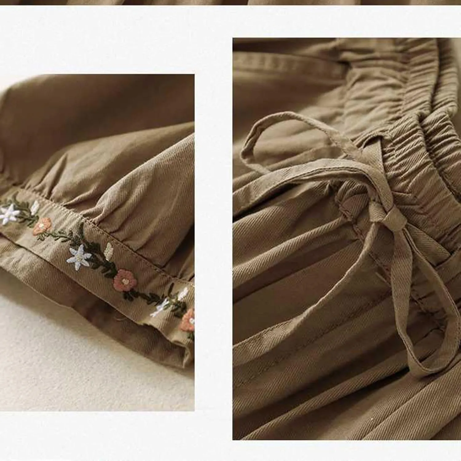 Casual Linen Shorts for Women High Waisted Wide Leg Drawstring Shorts Summer Embroidery Beach Shorts 2025 Outfit