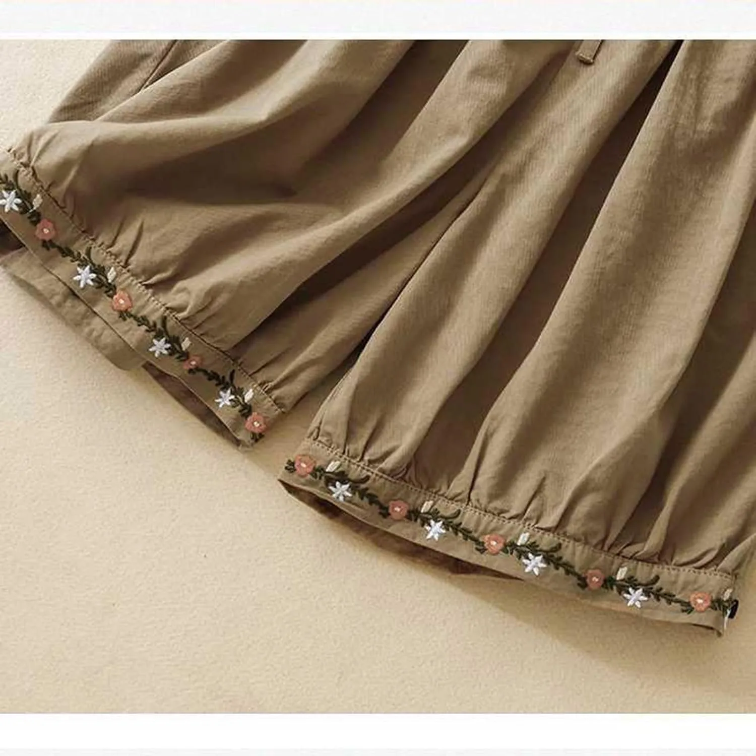 Casual Linen Shorts for Women High Waisted Wide Leg Drawstring Shorts Summer Embroidery Beach Shorts 2025 Outfit