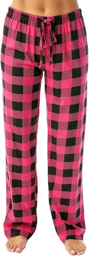 Christmas Pants for Women Buffalo Plaid High Waisted Sleep Trousers Elastic Waistband Straight Leg Loungewear Pants