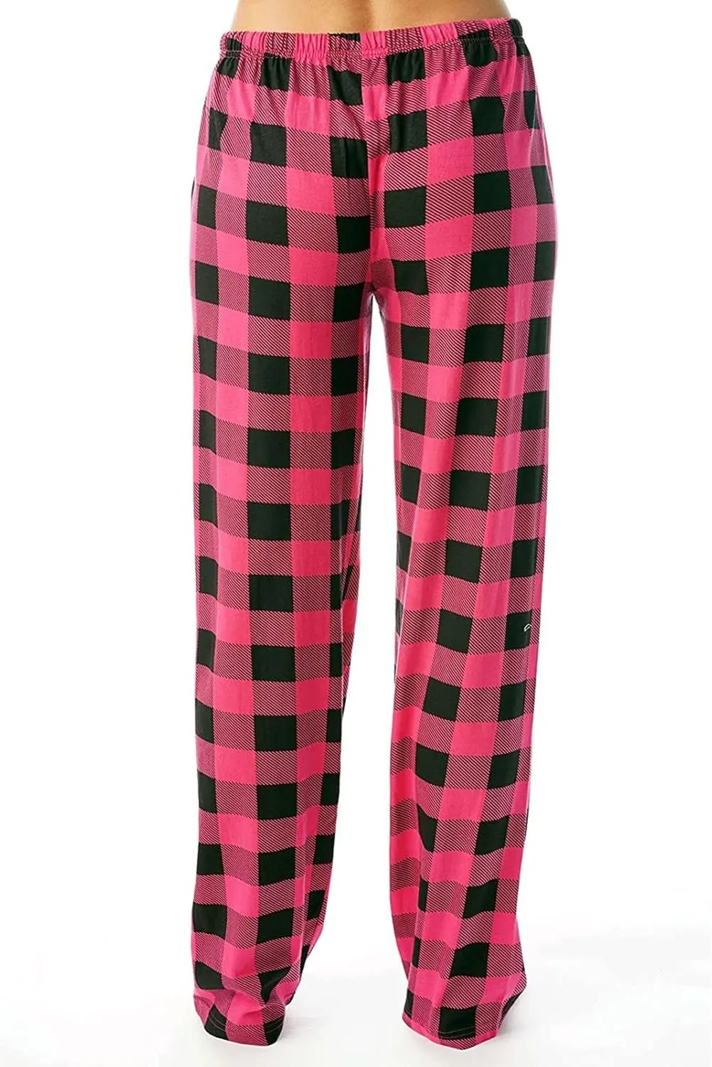 Christmas Pants for Women Buffalo Plaid High Waisted Sleep Trousers Elastic Waistband Straight Leg Loungewear Pants