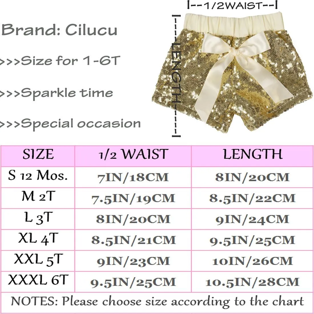 Cilucu Baby Girls Shorts Toddler Sequin Shorts Sparkles on Both Sides