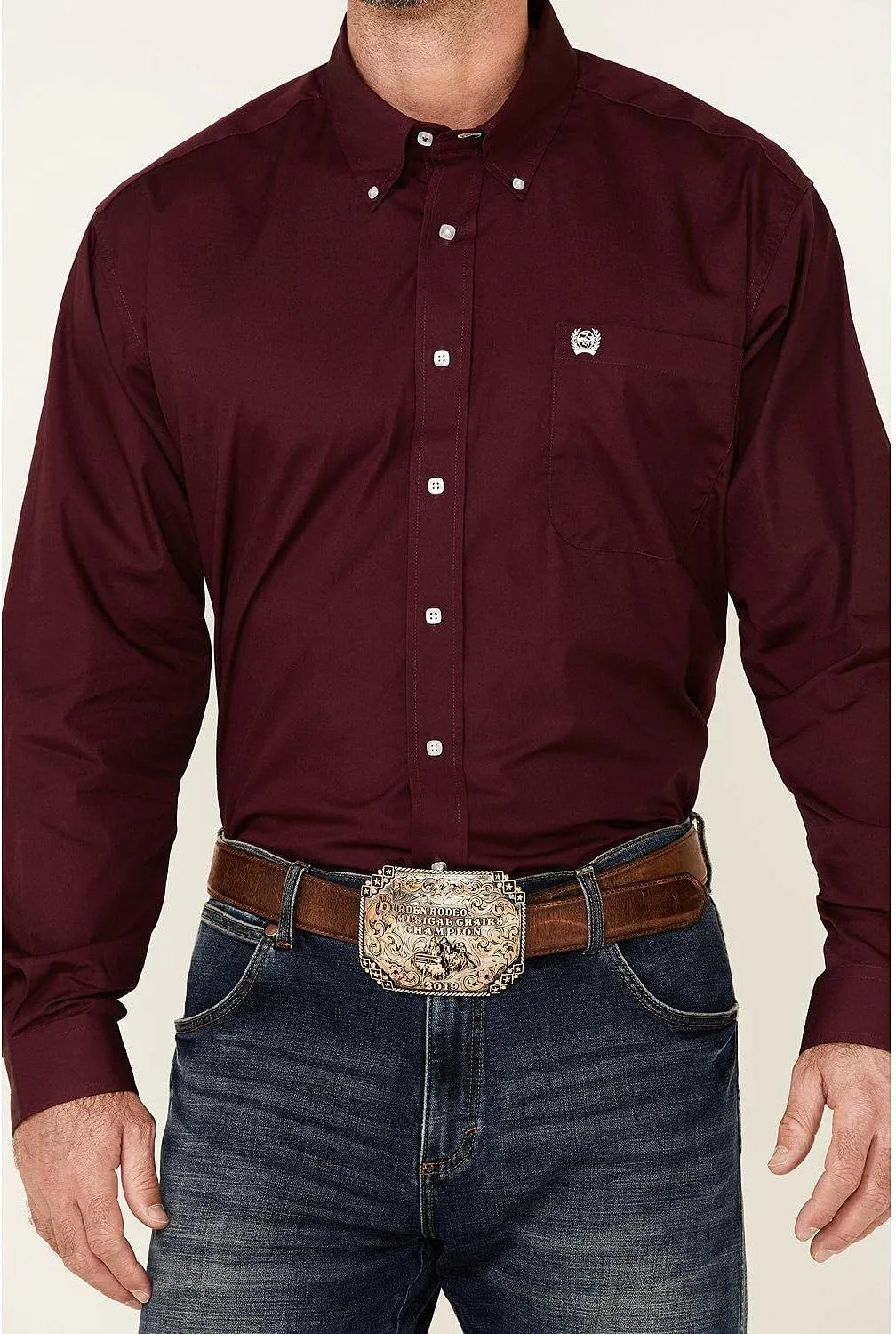 Cinch Men's Classic Fit Long Sleeve Button One Open Pocket Solid Basic