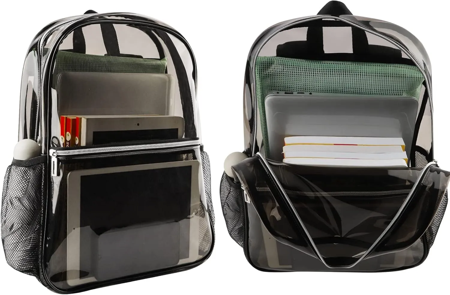 Clear Backpack Heavy Duty TPU Transparent Backpack for Sports,Work,Security Travel.(Black)