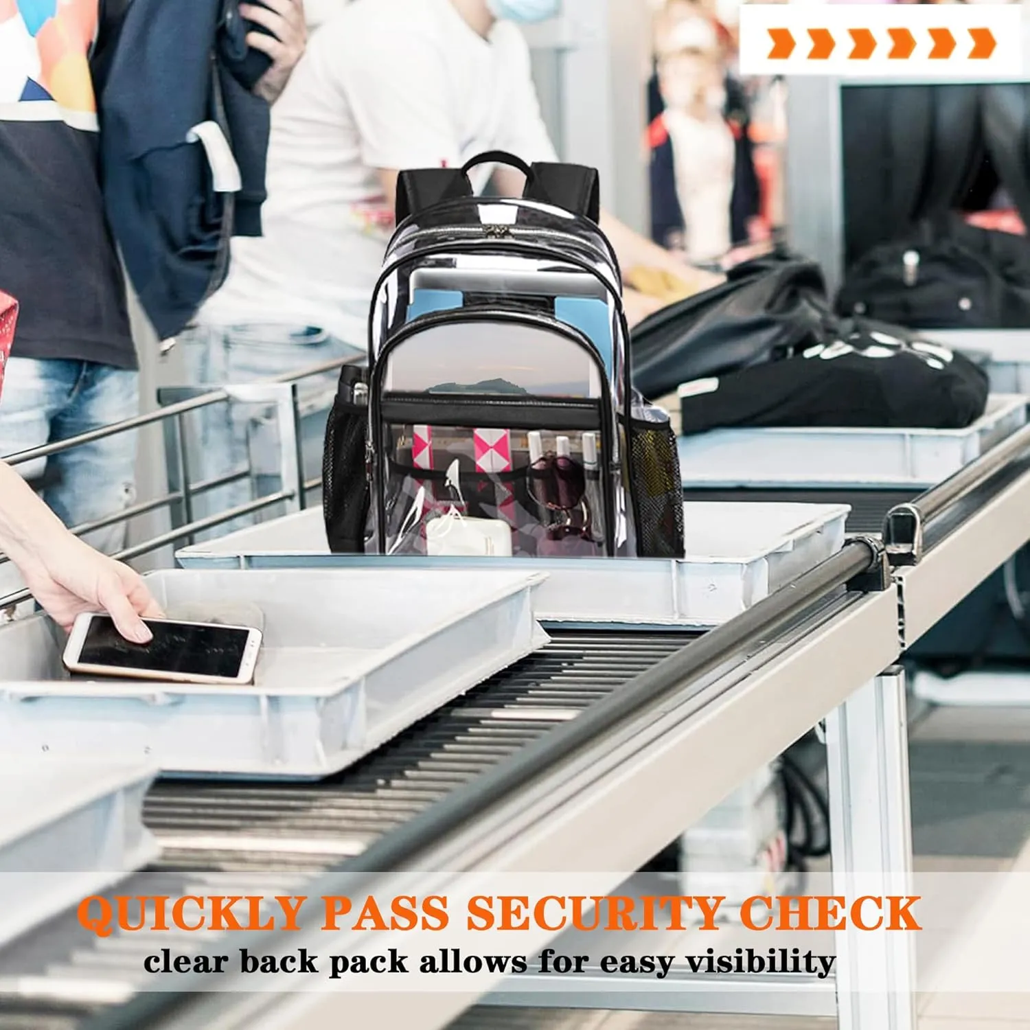 Clear Backpack,Heavy Duty Clear Bookbag See Through Backpack Large Clear Bag for School College Work Travel Security,Amber Coloured