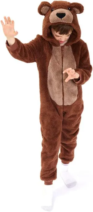 COSUSKET Kids Snug Fit Flannel Brown Bear Costume Animal Onesie Pajamas for Boys Girls Gifts