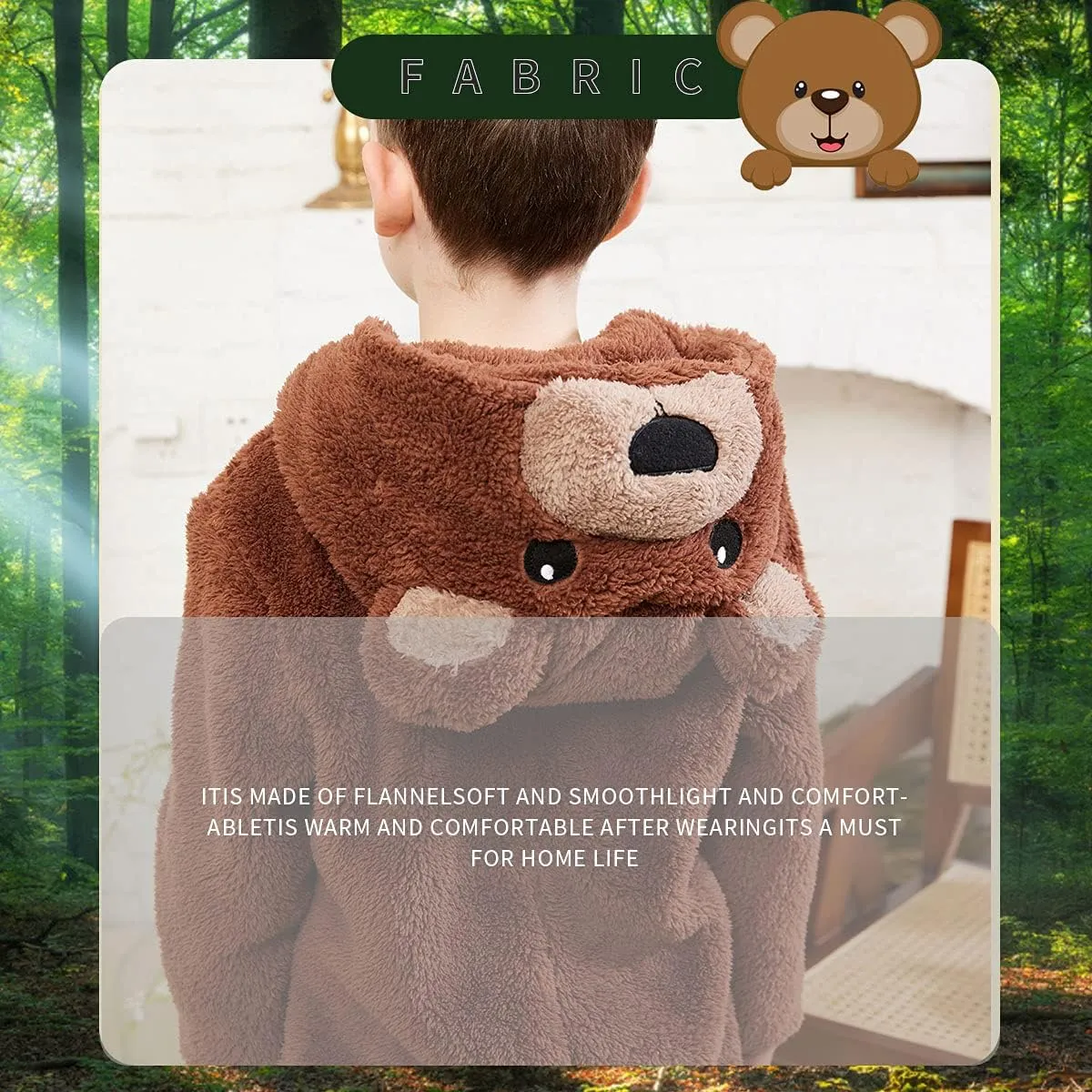 COSUSKET Kids Snug Fit Flannel Brown Bear Costume Animal Onesie Pajamas for Boys Girls Gifts
