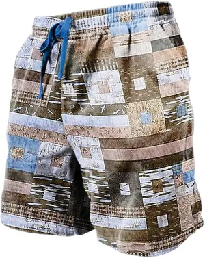 CRNTCEM Mens Drawstring Boho Beach Shorts Summer Surfing Board Shorts Vintage Hawaiians Shorts Athletic Workout Short Pants