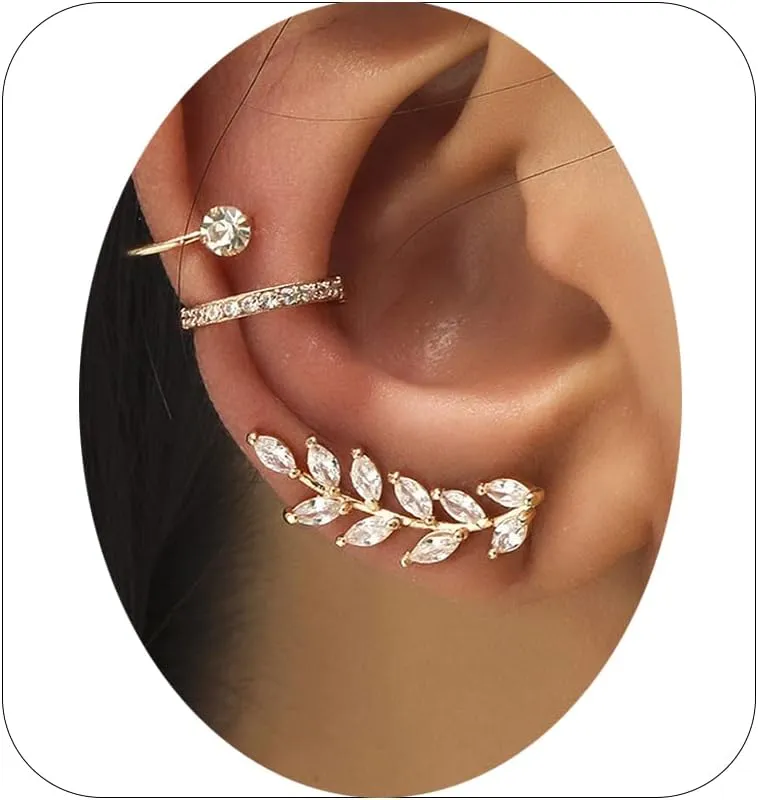 CSIYANJRY99 Ear Cuff Earrings for Women Cubic Zirconia Hoop Huggie Ear Cuffs for Women Non Piercing Crystal Earrings for Women