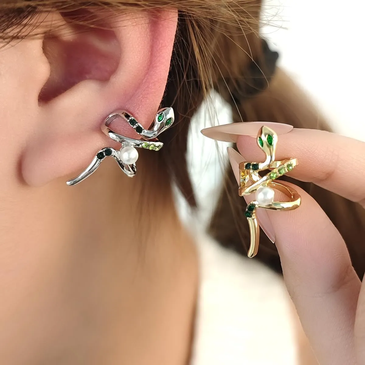 Cute Snake Cuff Zinc Alloy Non-Pierced Clip-On Earrings Jewelry for Women Friends Statement Animals Accessories Gifts
