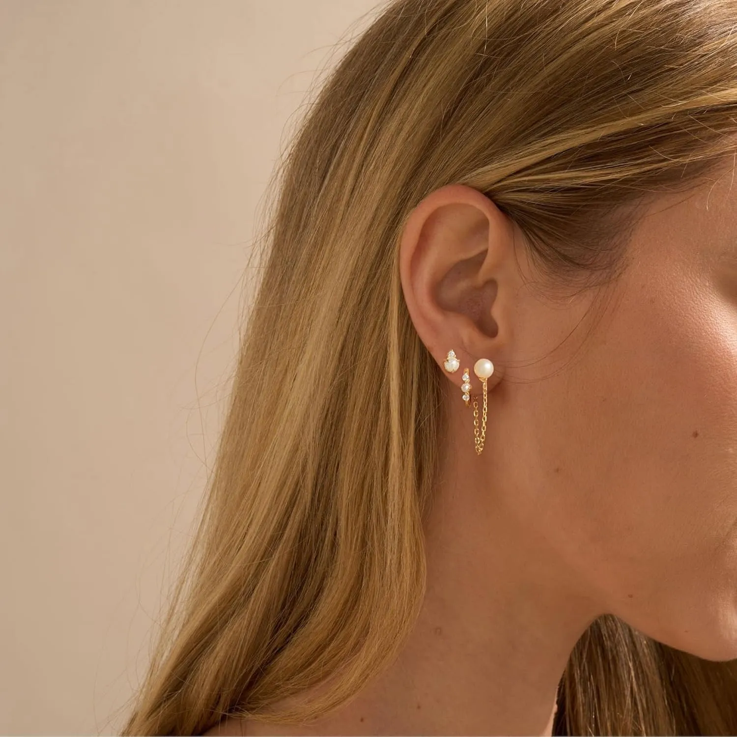 Dainty Gold Earrings Set, 14K Gold Plated Small CZ Star Butterfly Stud & Hoop Earrings - Hypoallergenic, Trendy Gifts for Her