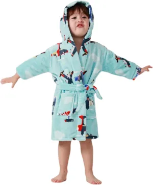 DELEY Girl's Robe Baby Boys Hoodie Robes Toddler Bathrobes for Kids Pajamas Sleepwear