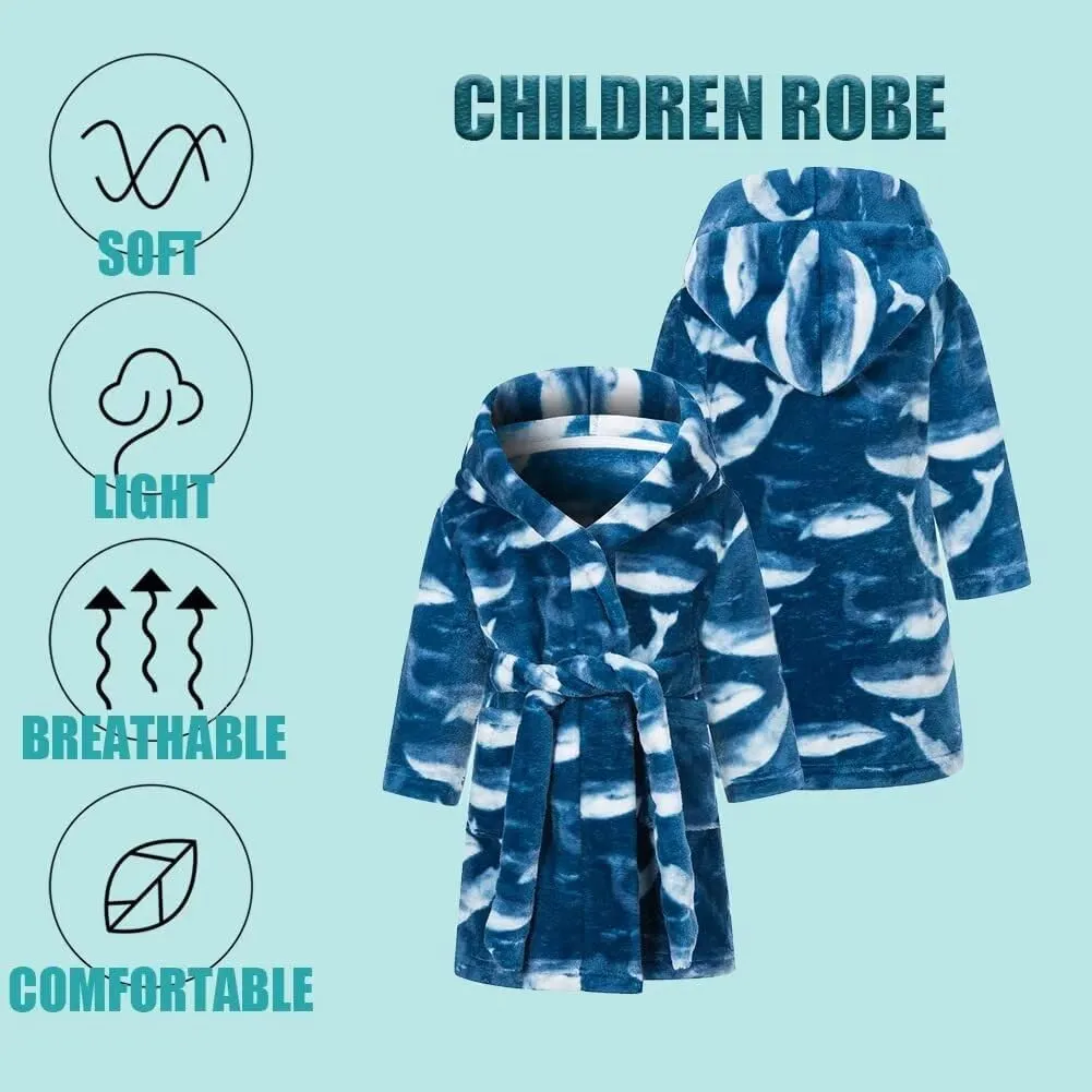 DELEY Girl's Robe Baby Boys Hoodie Robes Toddler Bathrobes for Kids Pajamas Sleepwear