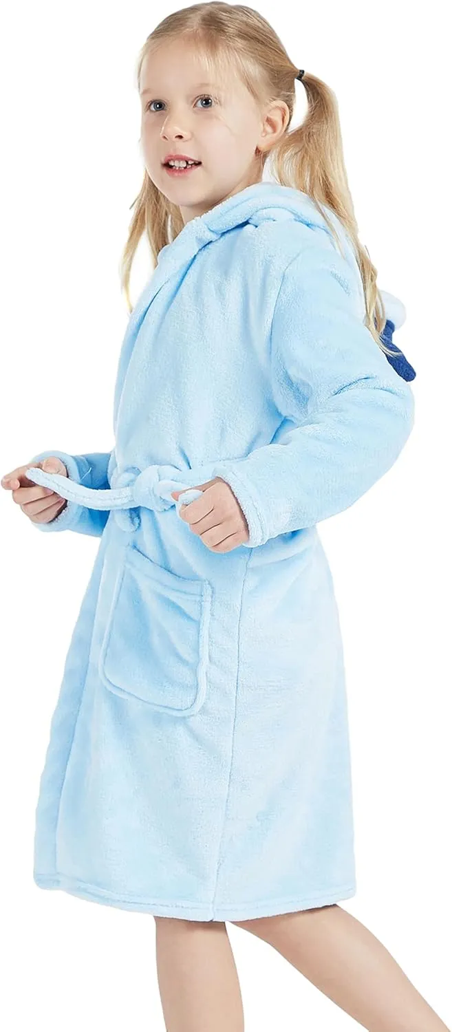 DELEY Girl's Robe Baby Boys Hoodie Robes Toddler Bathrobes for Kids Pajamas Sleepwear