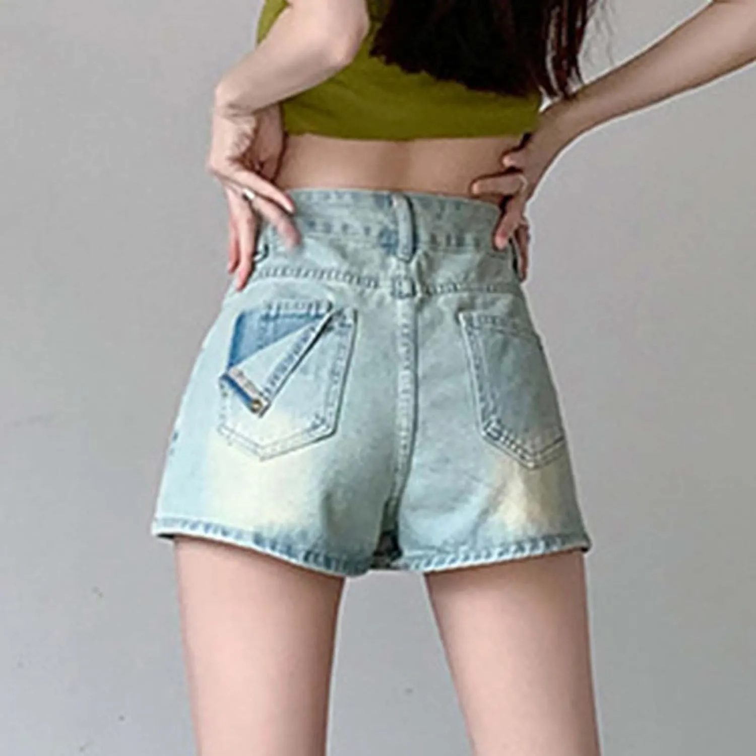 Denim Skort Skirts for Women Mini Jean Skort Casual High Waisted Solid A-Line Button 2 in 1 Loose Beach Trendy