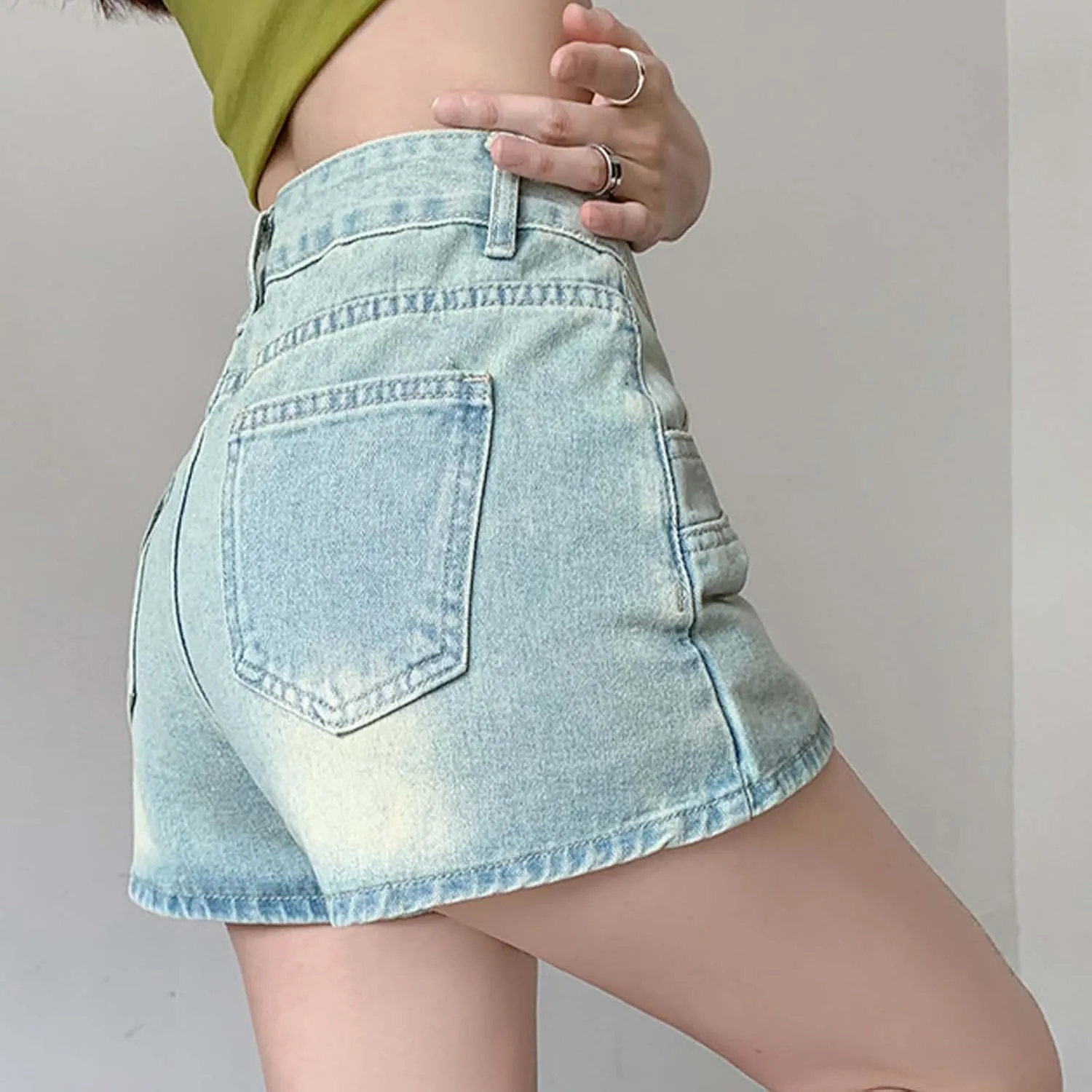 Denim Skort Skirts for Women Mini Jean Skort Casual High Waisted Solid A-Line Button 2 in 1 Loose Beach Trendy